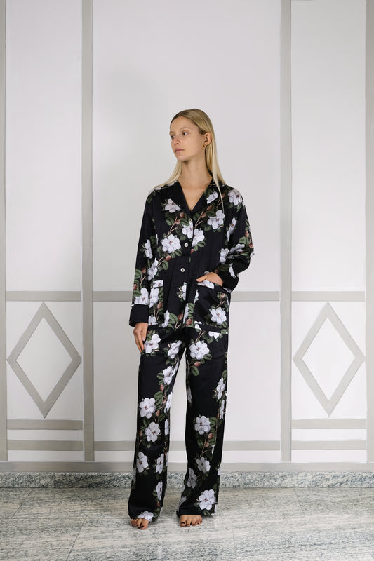 EVA SILK PYJAMA SET NOCTURNAL MAGNOLIA