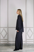 EMMA WOOL FLANNEL BLOCK PRINT SHIRT SLATE