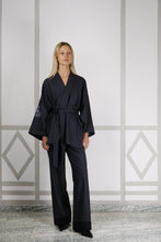 BELLA WOOL FLANNEL BLOCK PRINT KIMONO SMOKE PRE-ORDER