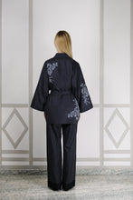 BELLA WOOL FLANNEL BLOCK PRINT KIMONO SMOKE PRE-ORDER