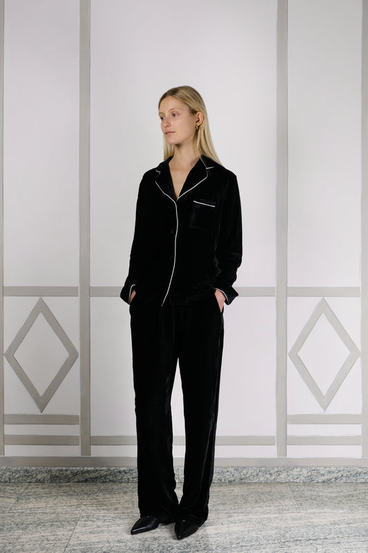 BEA VELVET PYJAMA SET BLACK INK