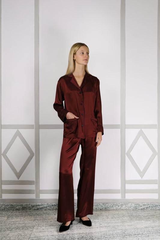 EVA SILK PYJAMA SET CABERNET