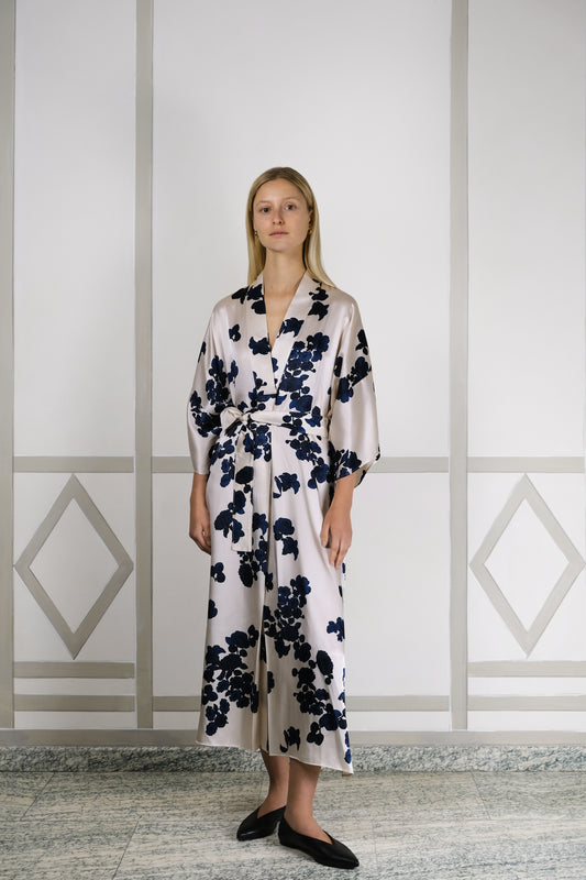 CELESTE MORNING GLOW SILK KAFTAN DRESS