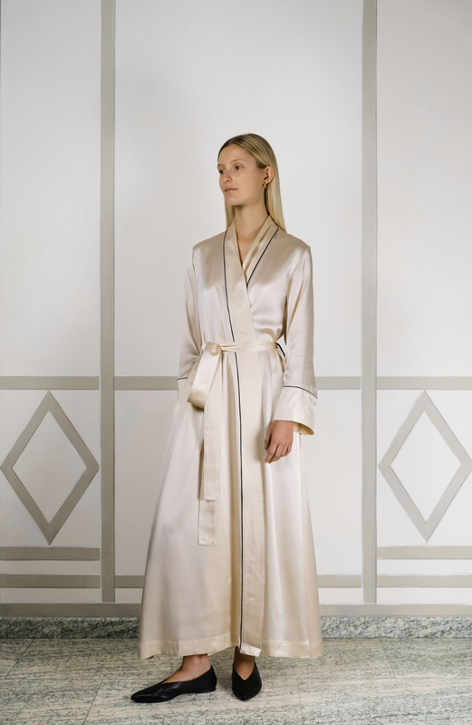 JADE SILK MAXI ROBE ROSY LATTE