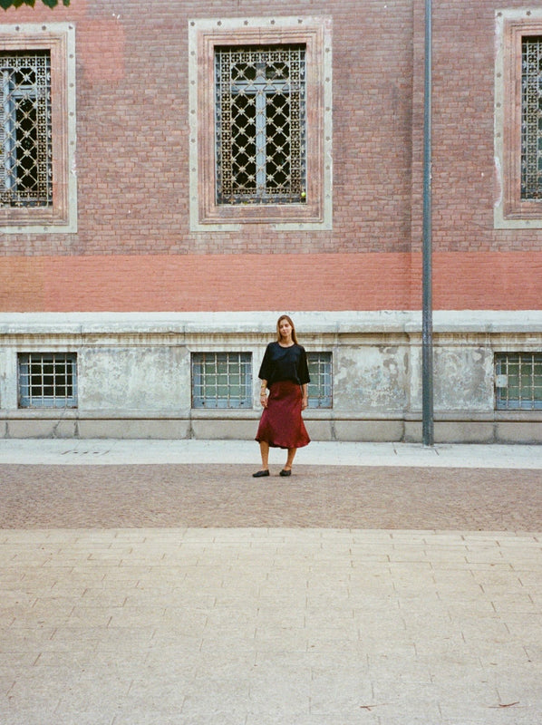 ELEANOR SKIRT SILK CABERNET PRE-ORDER