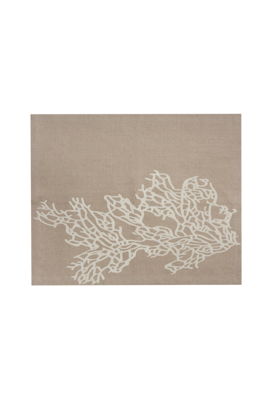 SET OF TWO BLOCK PRINTED LINEN PLACEMATS & NAPKINS