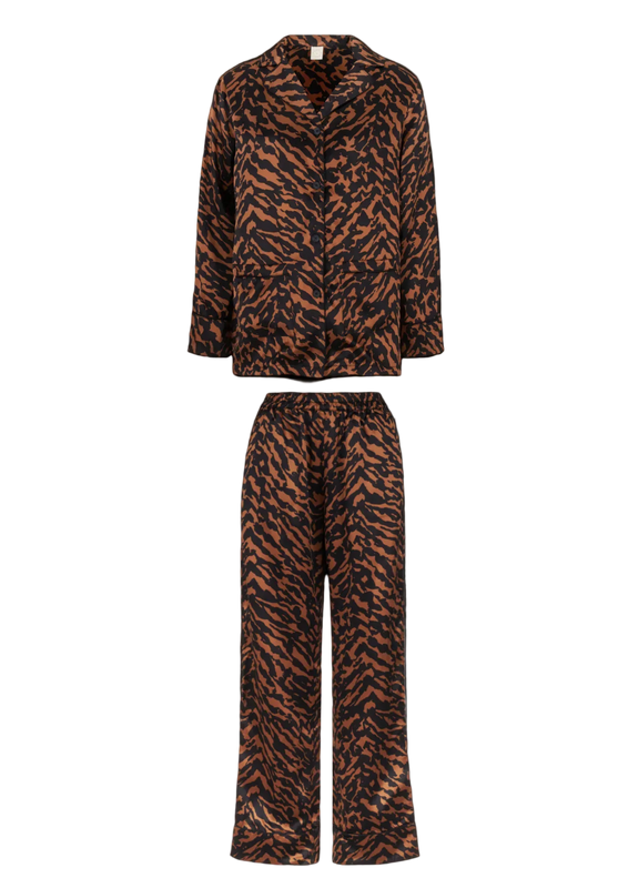 PHOEBE LEO SILK PYJAMA SET CARAMEL