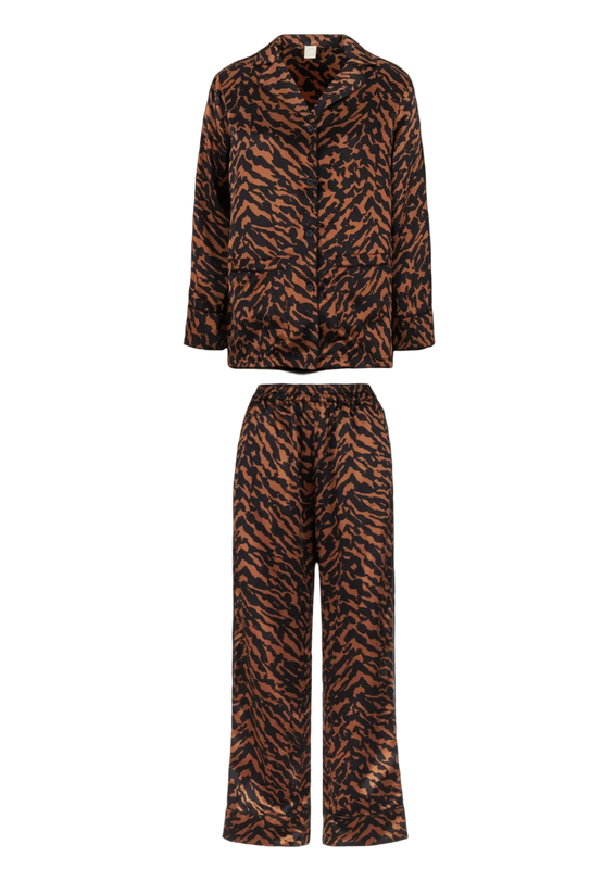 PHOEBE LEO SILK PYJAMA SET CARAMEL