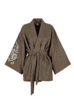 BELLA WOOL/CASHMERE FLANNEL BLOCK PRINT KIMONO CORD PRE-ORDER
