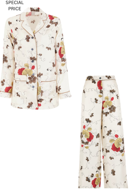 ETHEL LULLABY SILK PYJAMA SET IVORY