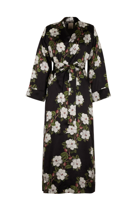 LUNA SILK ROBE NOCTURNAL MAGNOLIA