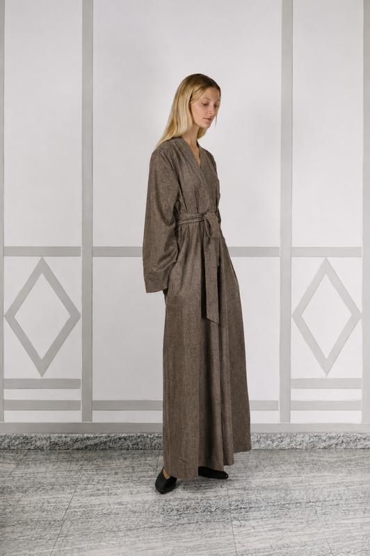 LUNA MAXI WOOL/CASHMERE FLANNEL ROBE CORD PRE-ORDER