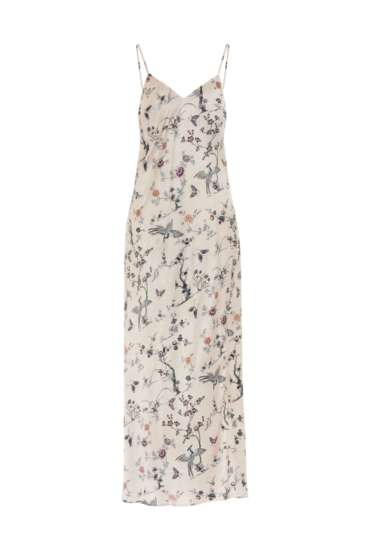NYX MAXI CAMI SILK SLIP DRESS CHINOISERIE