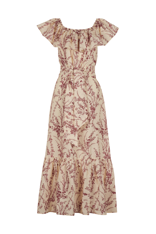 DAPHNE FLOWER MEADOW CHERRY LONG DRESS