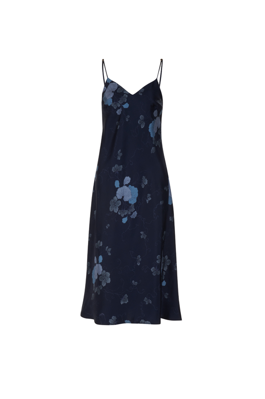 DORA LULLABY SILK MIDI SLIP DRESS