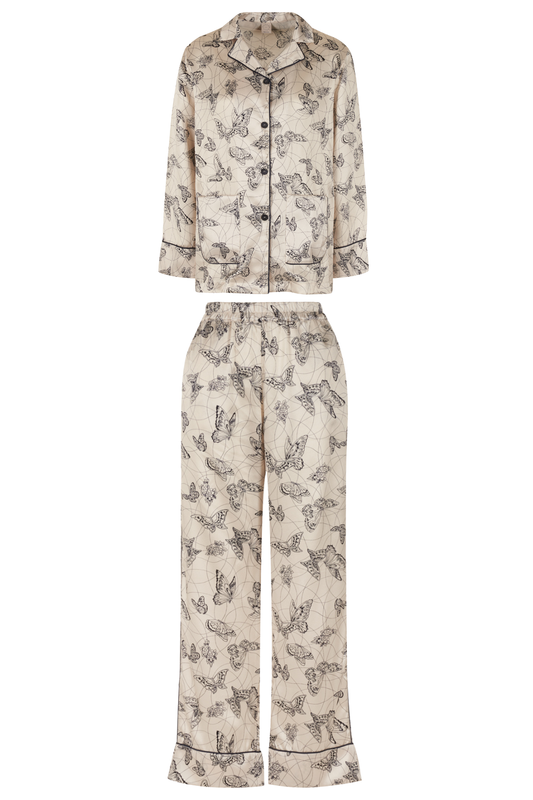 PHOEBE DANCING BUTTERFLY SILK PJ SET