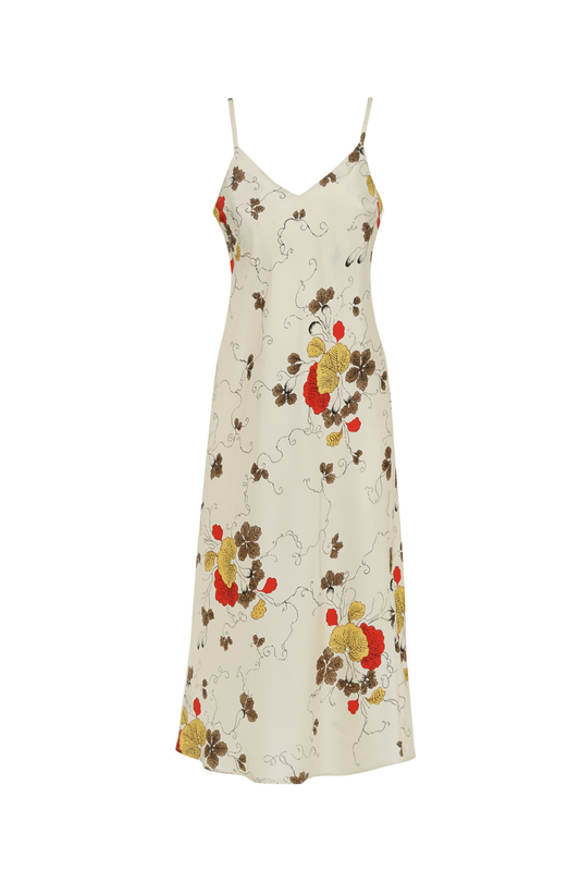 DORA LULLABY SILK MIDI SLIP DRESS