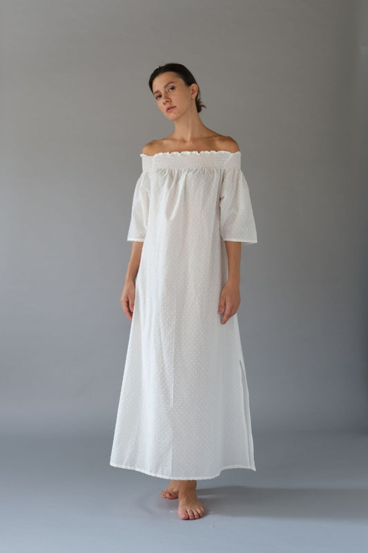 CONSTANCE COTTON PLUMETIL DRESS