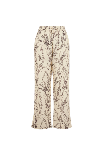 VALENTINA FLOWER MEADOW TROUSERS - MOKA