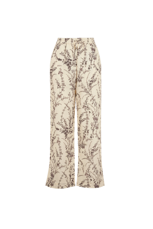 VALENTINA FLOWER MEADOW TROUSERS - MOKA