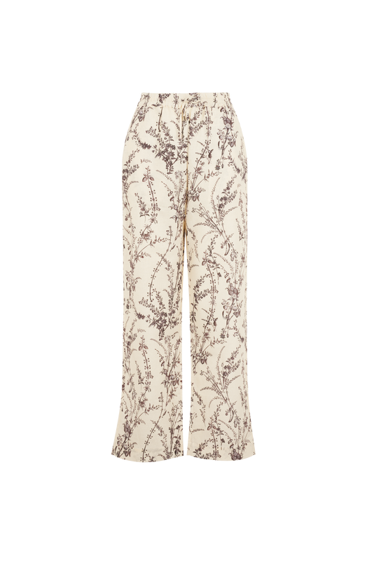 VALENTINA FLOWER MEADOW TROUSERS - MOKA