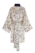 VIOLET DANCING BUTTERFLIES SILK KIMONO IVORY