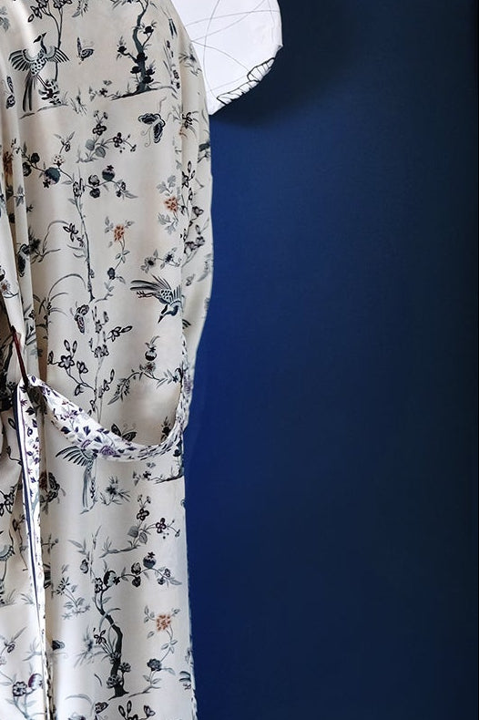 LUNA SILK CHINOISERIE MAXI SILK ROBE 
