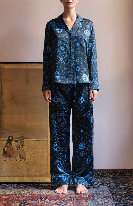 PRINTED SILK PYJAMA SET - Sample