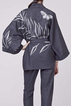 BELLA WOOL FLANNEL EMBROIDERY KIMONO SMOKE