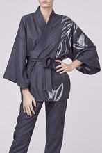 BELLA WOOL FLANNEL EMBROIDERY KIMONO SMOKE