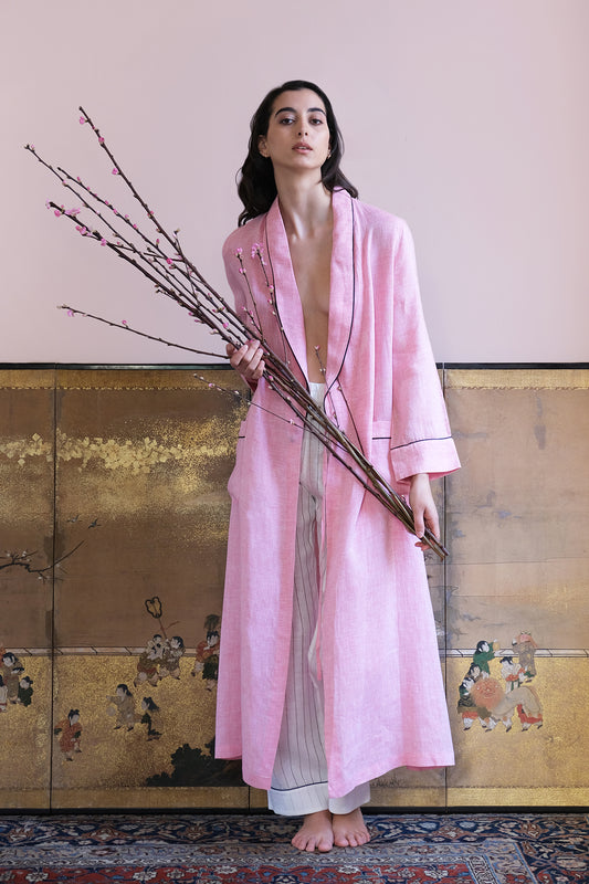 BIANCA LINEN LONG ROBE - Archive