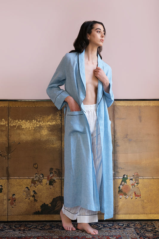 BIANCA LINEN LONG ROBE - Archive