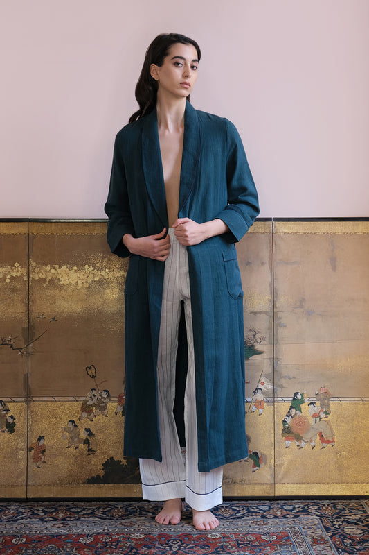 BIANCA LINEN LONG ROBE -  Archive