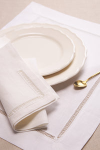 SET OF TWO LINEN ‘BACCHETTA’ TRIM PLACEMATS