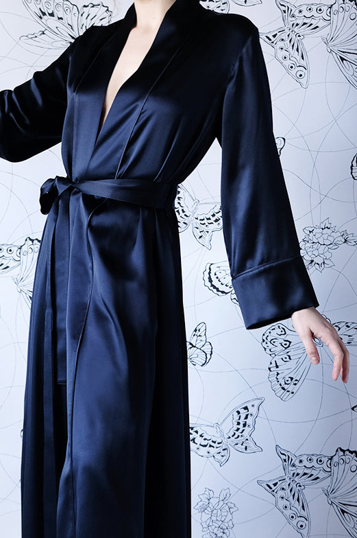 JADE SILK MAXI ROBE MIDNIGHT BLUE