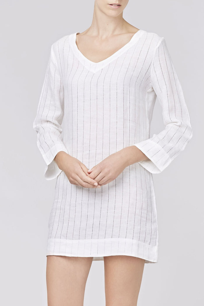 short-length linen white nightdress