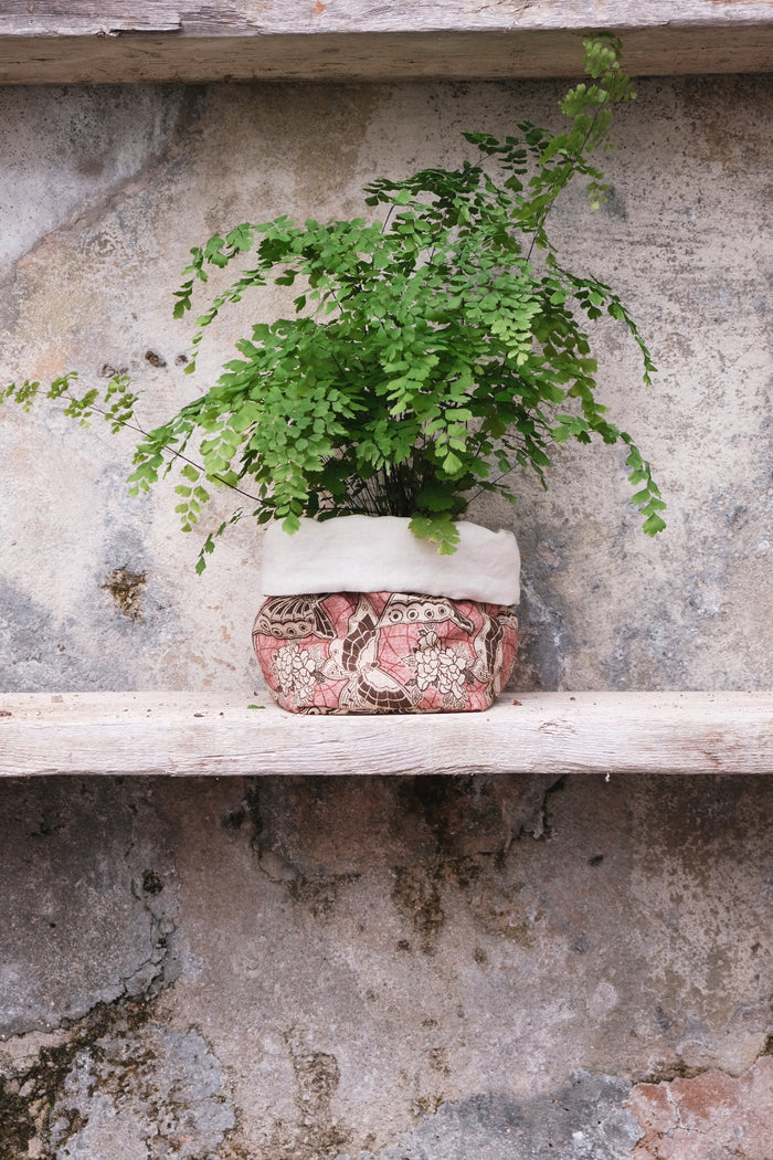 PRINTED LINEN BASKET