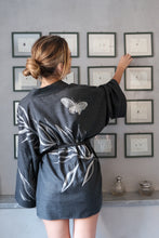 BELLA WOOL FLANNEL EMBROIDERY KIMONO SMOKE