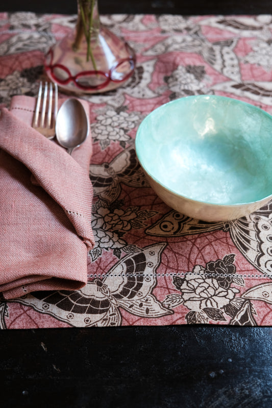 SET OF TWO PRINTED LINEN PLACEMATS